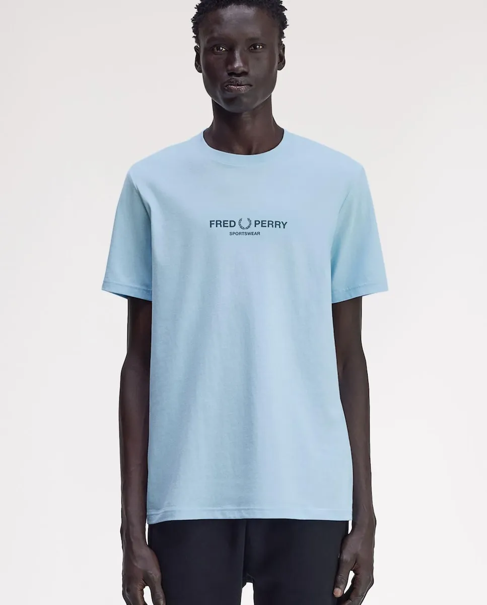 

Мужская футболка с короткими рукавами и круглым вырезом Fred Perry, небесно-голубой
