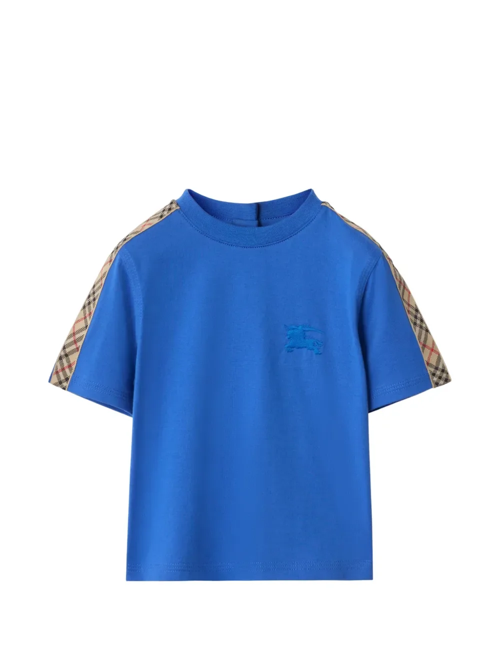 Футболка из хлопка с отделкой BURBERRY KIDS, синий