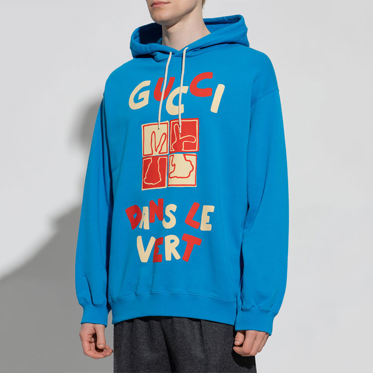Толстовка Gucci, хлопковая, синяя — фото 3