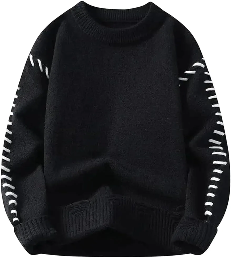 

Мужской свитер свободного кроя из грубой пряжи