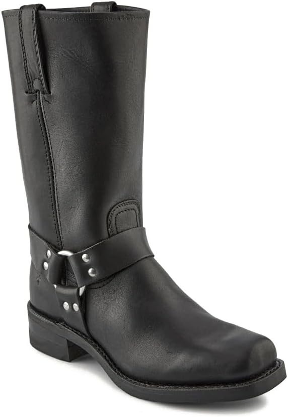 

Мужские ботинки Frye Harness 12R с верхом из масляной кожи, протекторной подошвой с насечками и каблуком из многослойной кожи, а также фурнитурой из никеля и латуни - высота голенища 12 дюймов, черный