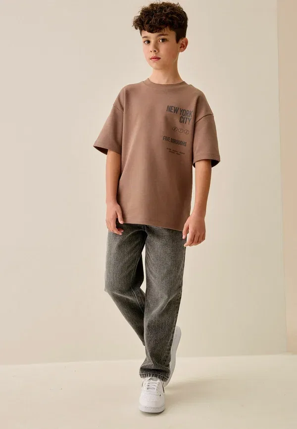 Джинсы Regular fit loose fit straight leg Next, серый деним