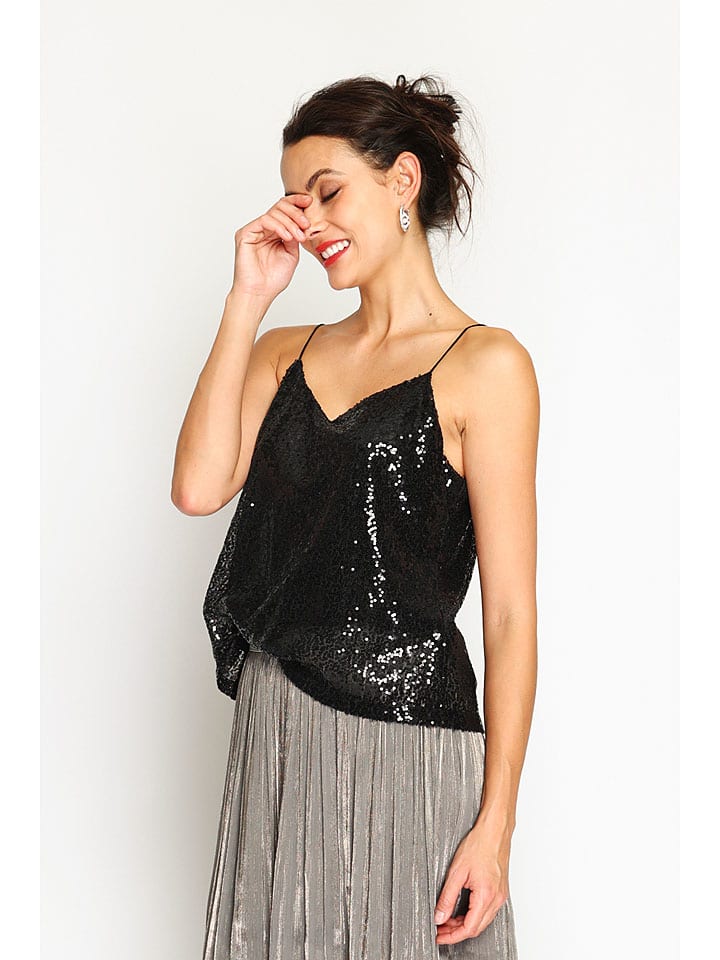 

ASSUILI Топ с пайетками, черный