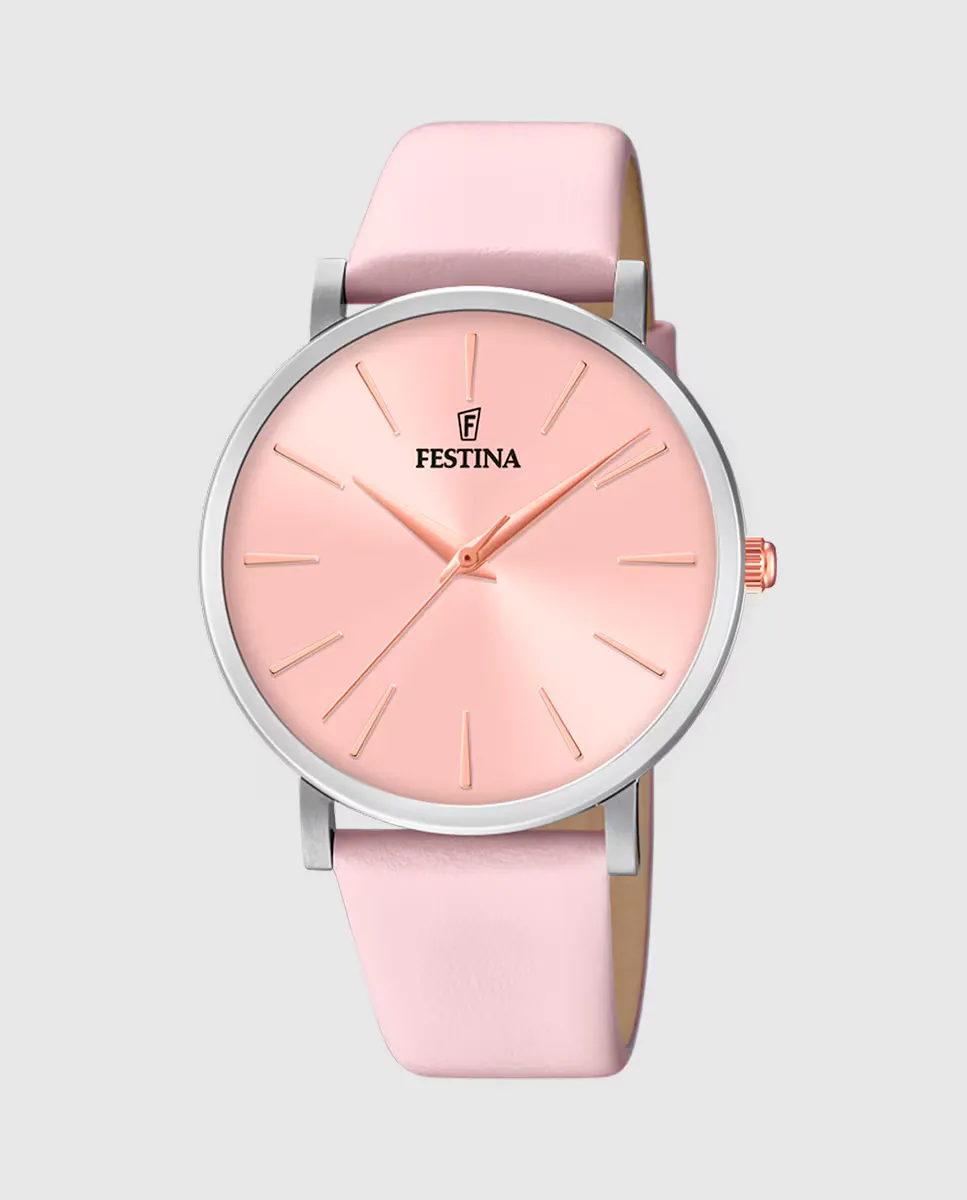 

F20371/2 Женские часы Boyfriend розовые кожаные Festina, розовый