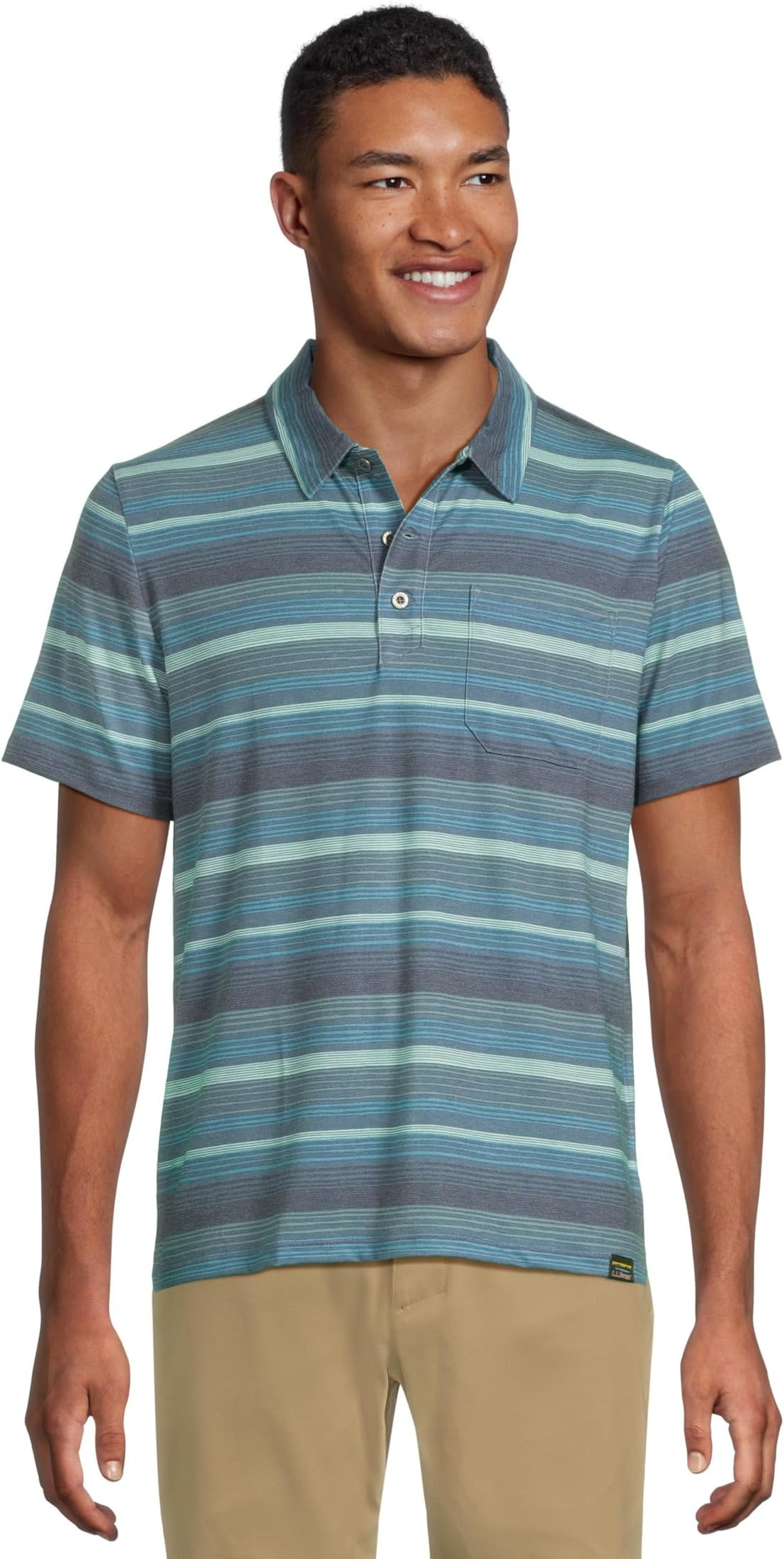 

Футболка L.L.Bean Everyday SunSmart Polo 2.0, Short-Sleeve, Stripe, цвет Iron Blue Stripe