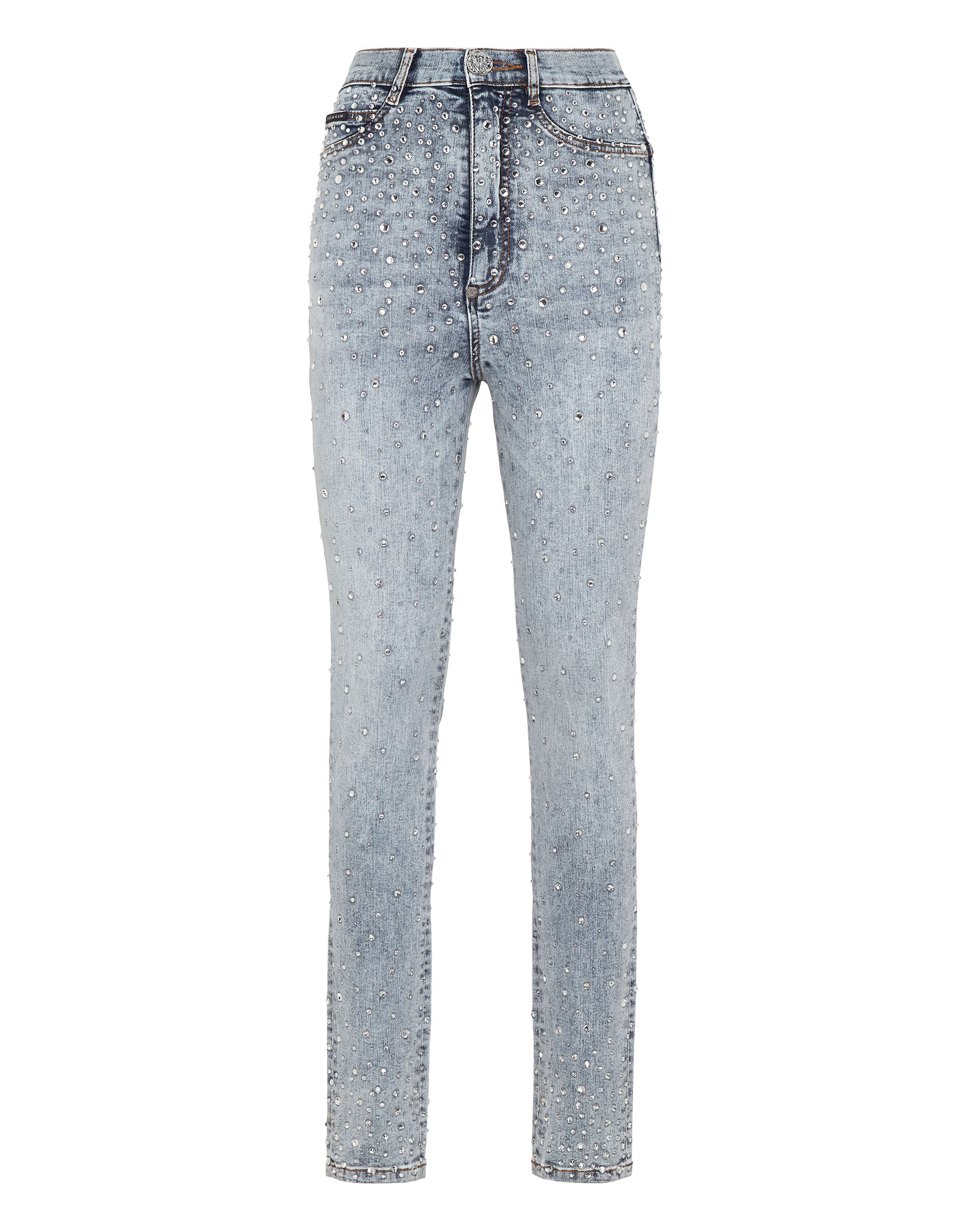 

Джинсовые джеггинсы с супер высокой талией Crystal Rain PHILIPP PLEIN, синий