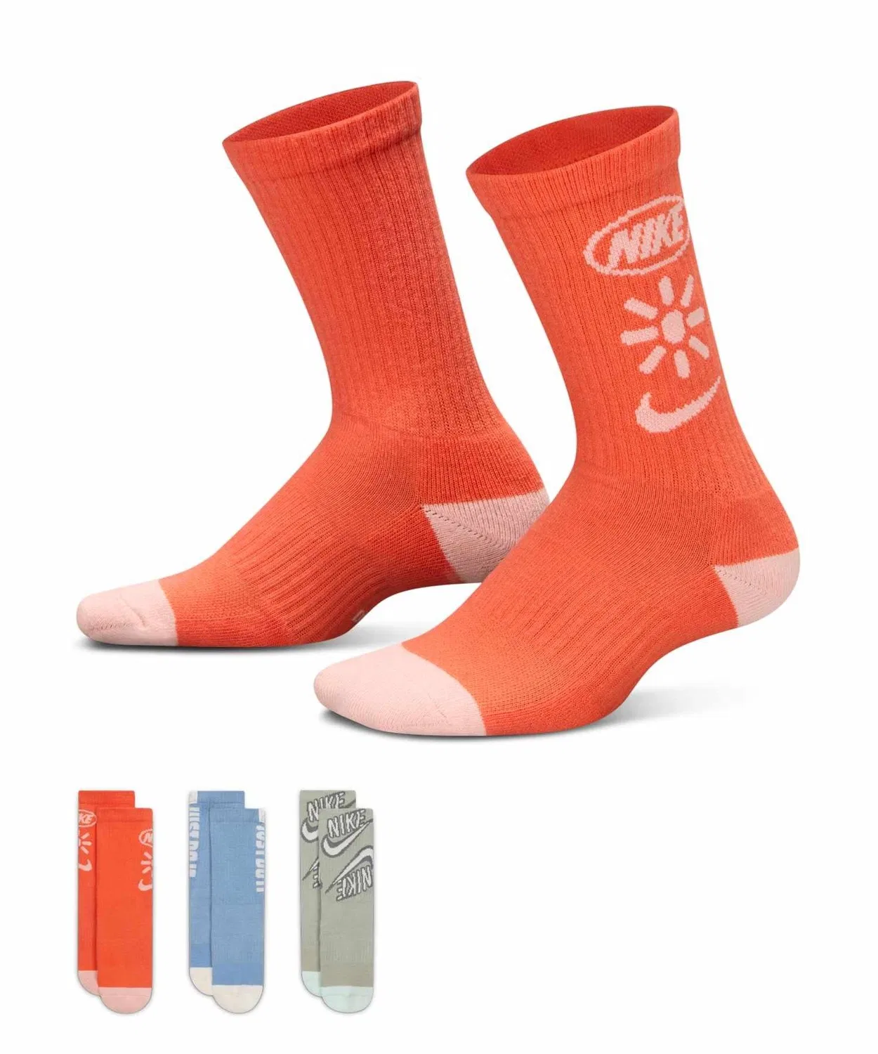 Носки Nike Everyday Plus Kids Cushioned Crew 3 пары, мультицвет