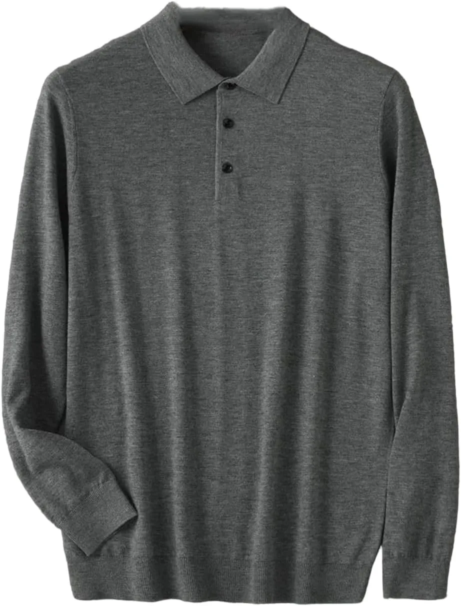 

Мужской свитер с отложным воротником из мериносовой шерсти, легкий, для весны и осени