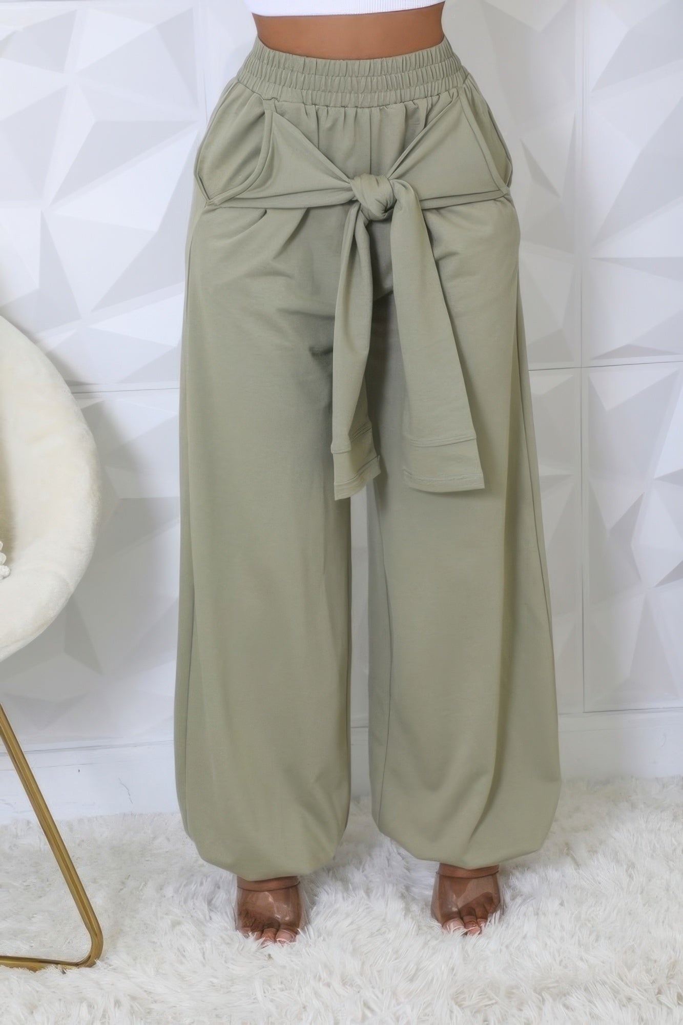 

FASHNZFAB Эластичные брюки с высокой талией, оливковый