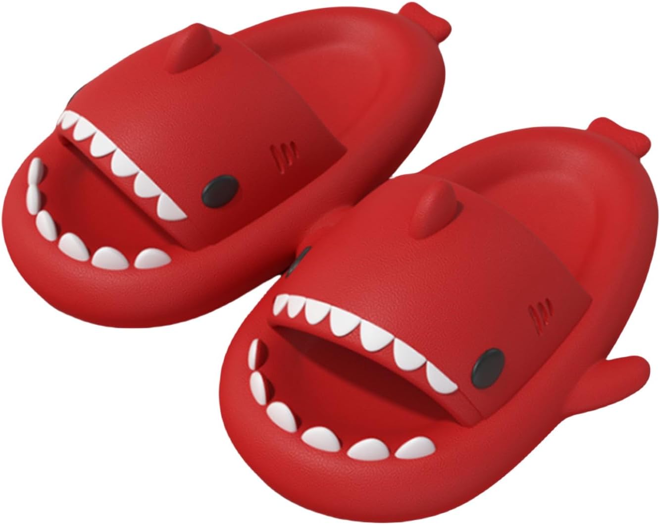 

Тапочки с акулами, унисекс шлепанцы с акулами, толстая нескользящая подошва, сандалии с открытым носком для двоих, милые пляжные шлепанцы Ythspnze, красный
