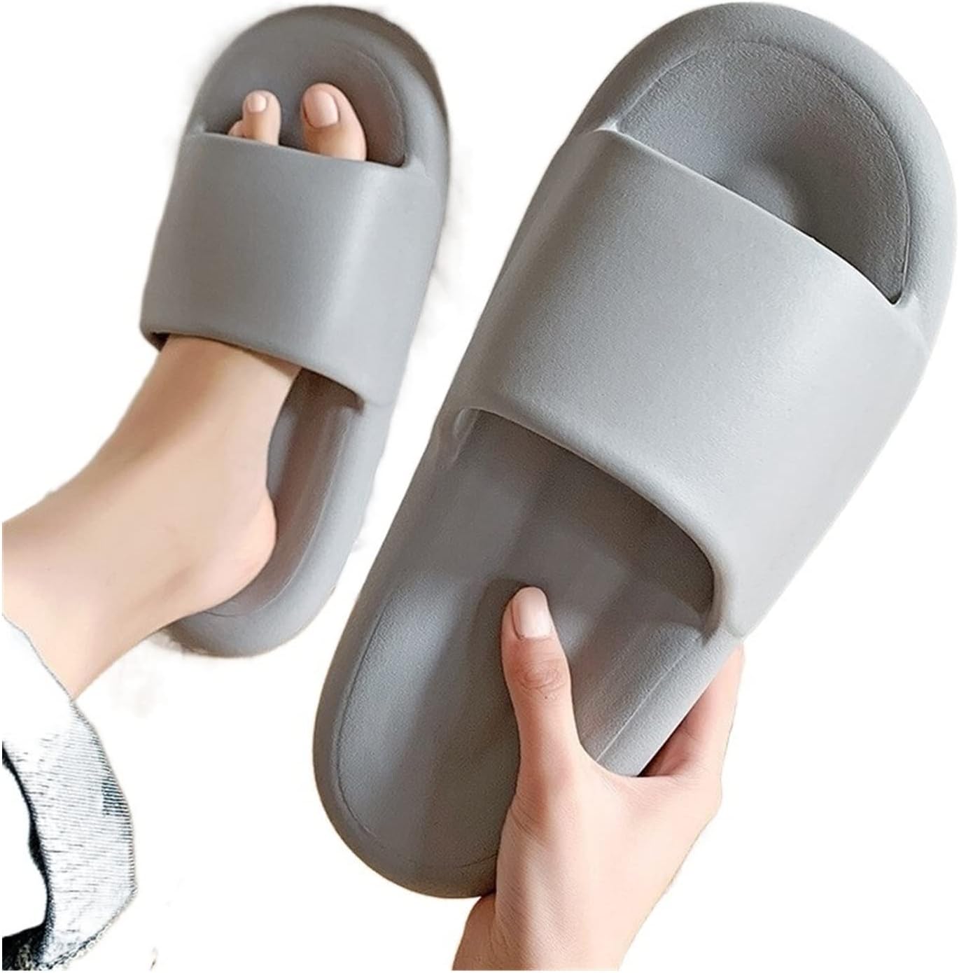 

Мужские шлепанцы модные, с индивидуальным стилем, летние домашние, для пожилых, парные, женские, удобные для надевания и снятия (Цвет: светло-серый, Размер: 38-39) Lucbei