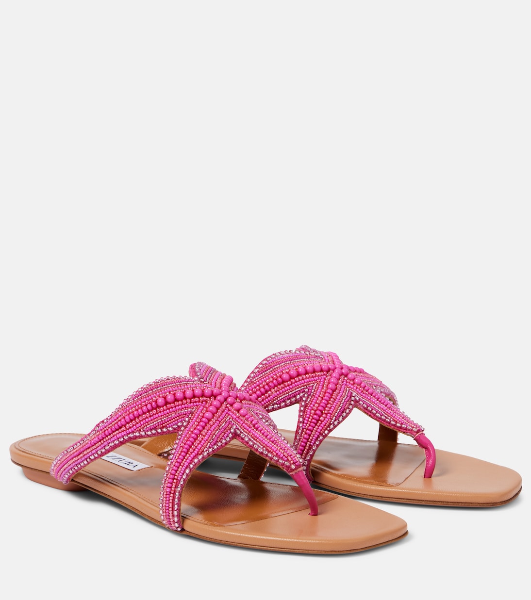 Сандалии из кожи Reef Star с декоративными элементами Aquazzura, Pink/Red