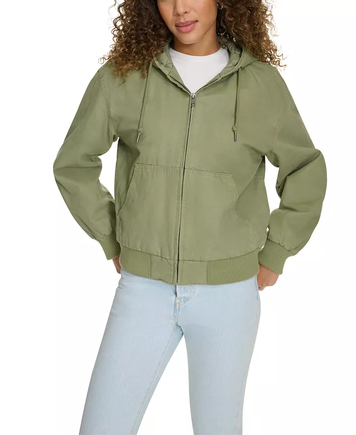 

Женская свободная рабочая куртка-бомбер с капюшоном Levi's, зеленый