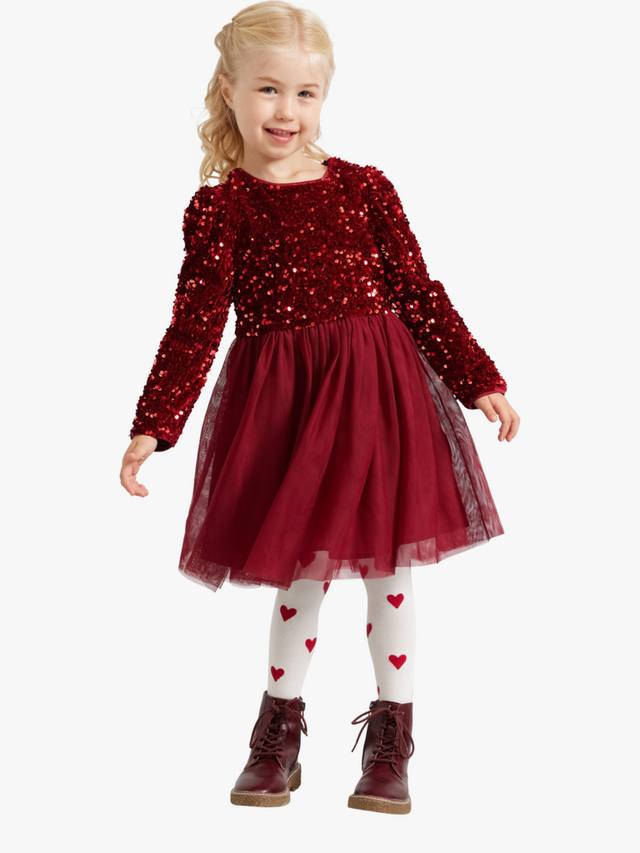 

Детское бархатное платье с пайетками Fit & Flare Lindex, Dark Dusty Red