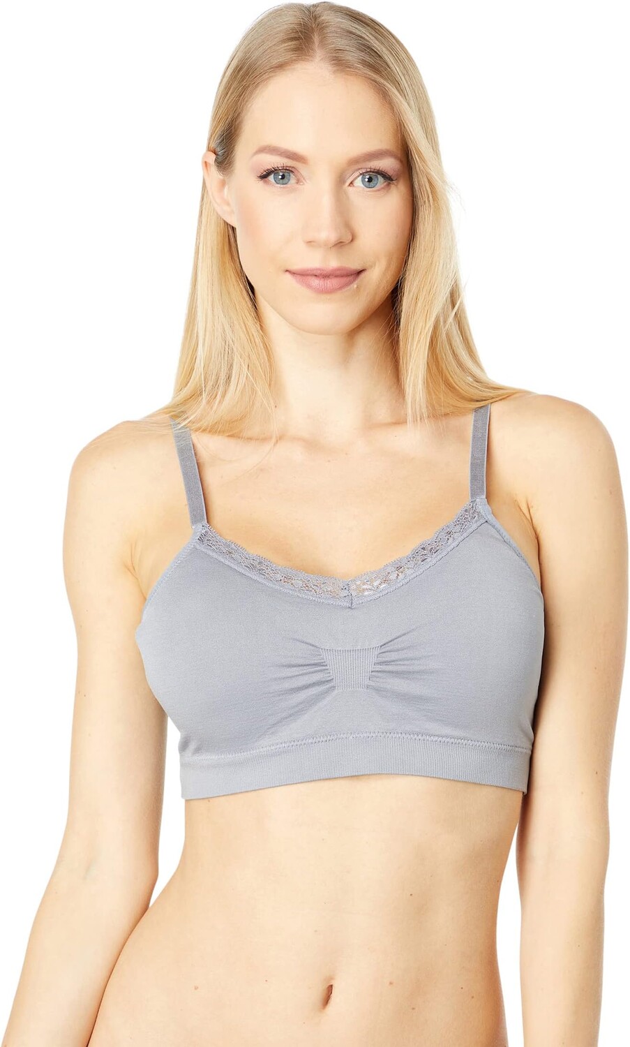 

Бюстгальтер Joy Bra Full Size Seamless V-Neck with Lace Trim, цвет Medium Gray