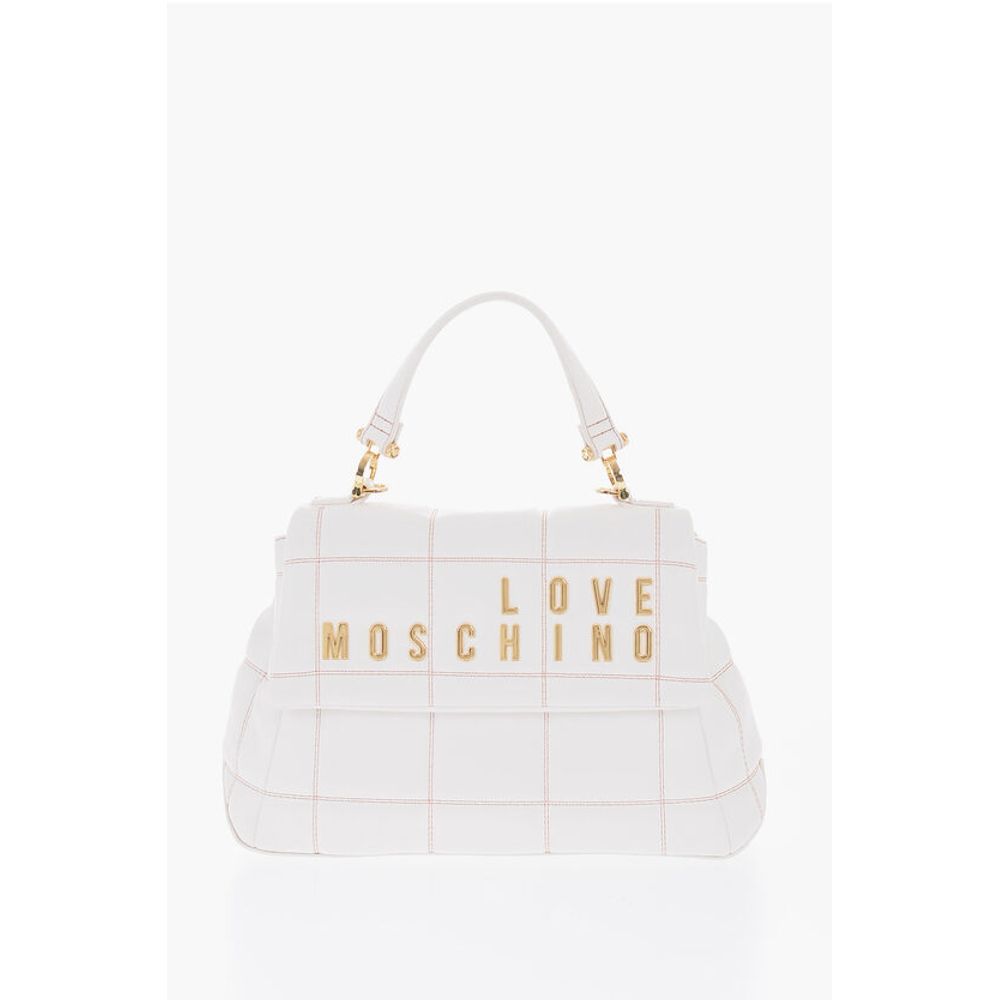 

Стеганая сумка из искусственной кожи LOVE с золотым логотипом Moschino, White