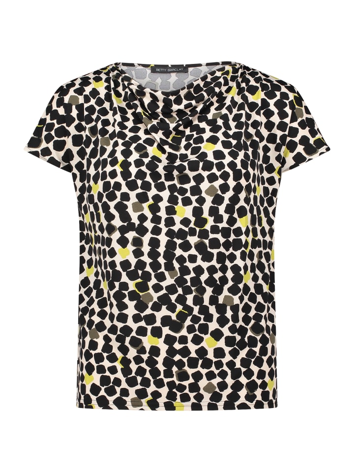 

Футболка с принтом и водопадным вырезом в бежево-черном цвете Betty Barclay, Черный, Футболка с принтом и водопадным вырезом в бежево-черном цвете Betty Barclay