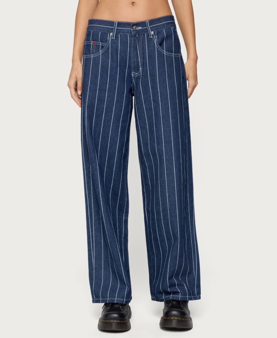 

Женские джинсы Kyler в полоску с низкой посадкой Edikted, Dark-blue