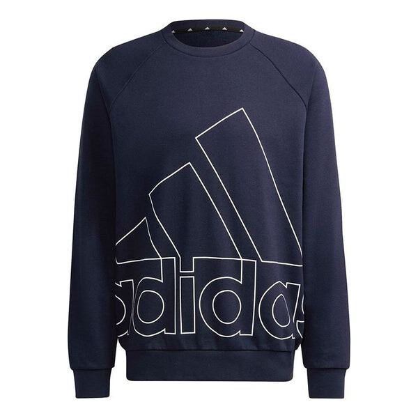 

Толстовка Men's adidas Big Lo Swt Ft Logo Printing Casual Sports Round Neck Navy Blue, синий