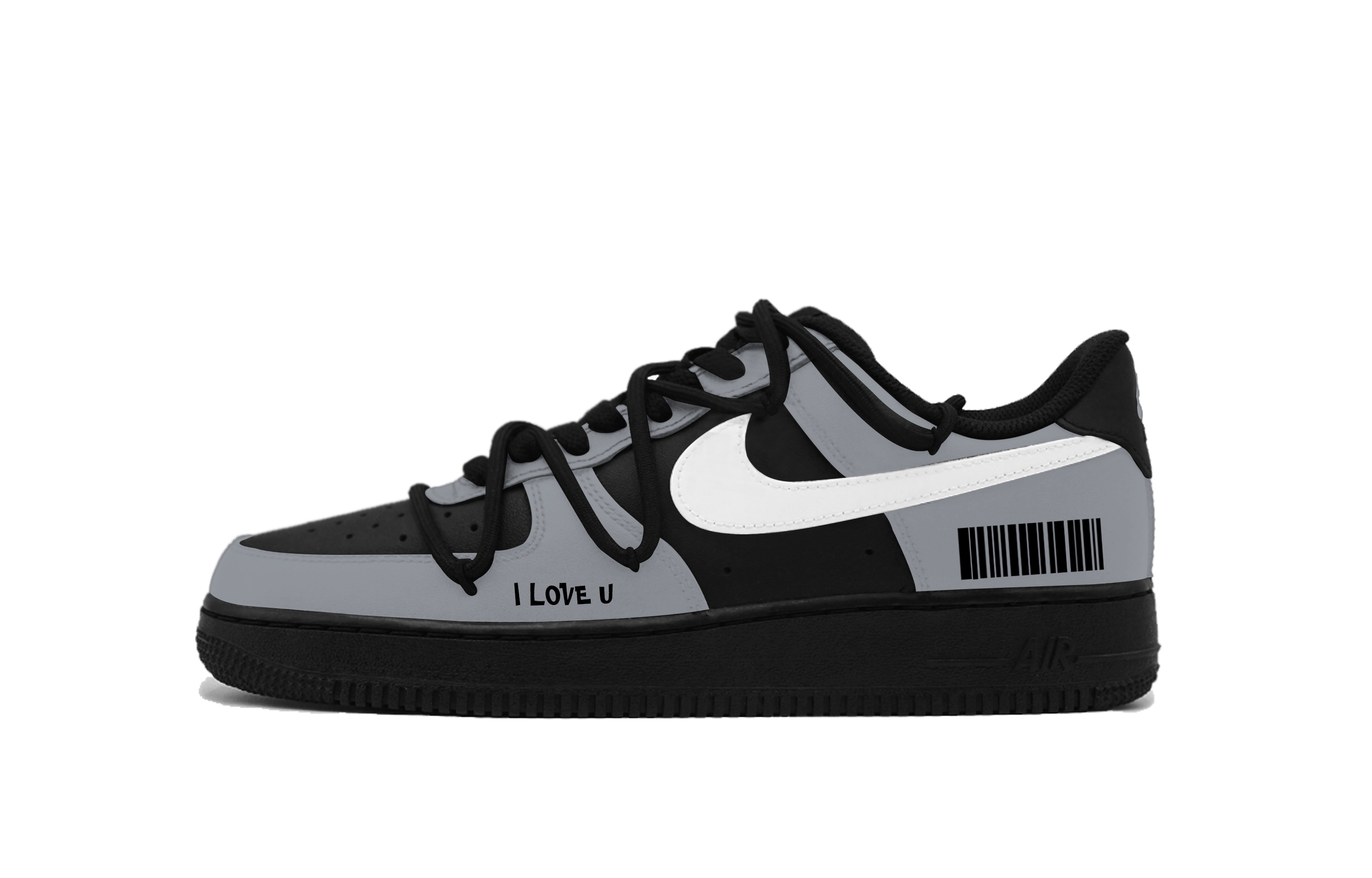 

Nike Кроссовки для скейтбординга Air Force 1 Gray And Black Samurai Low top Unisex черно-серые