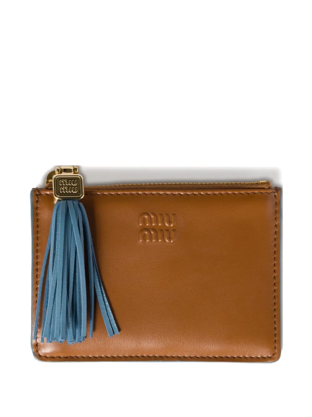 

Кожаный кардхолдер с кисточками MIU MIU, коричневый