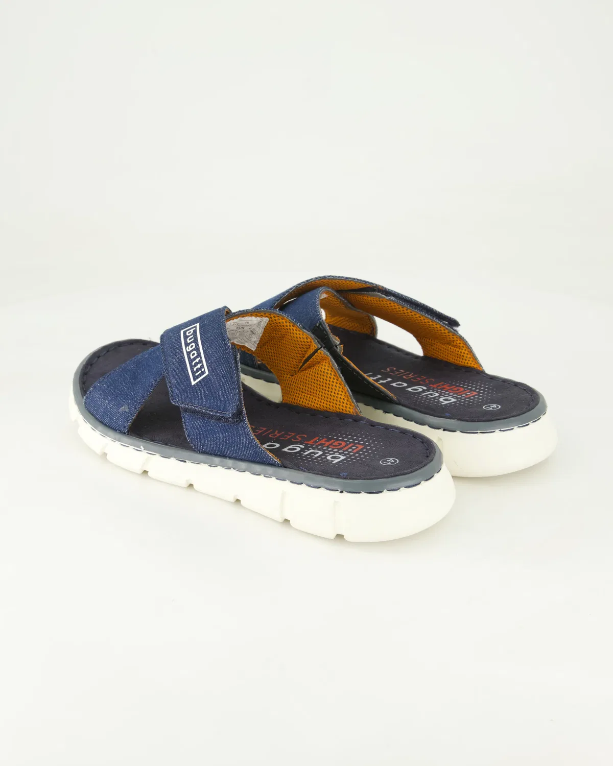 Пантолеты на липучке, кожа и текстиль, синие, Bugatti shoes, синий — фото 3