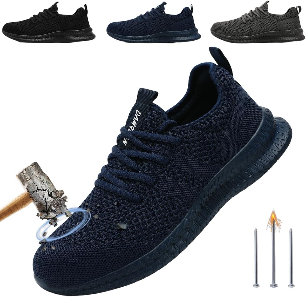 

Мужские кроссовки с защищенным носком CDLHHM, стальные, противоскользящие, неразрушимые, пуленепробиваемые, комфортные, подходят для строительных площадок, складов, транспорта и фабрик, синий