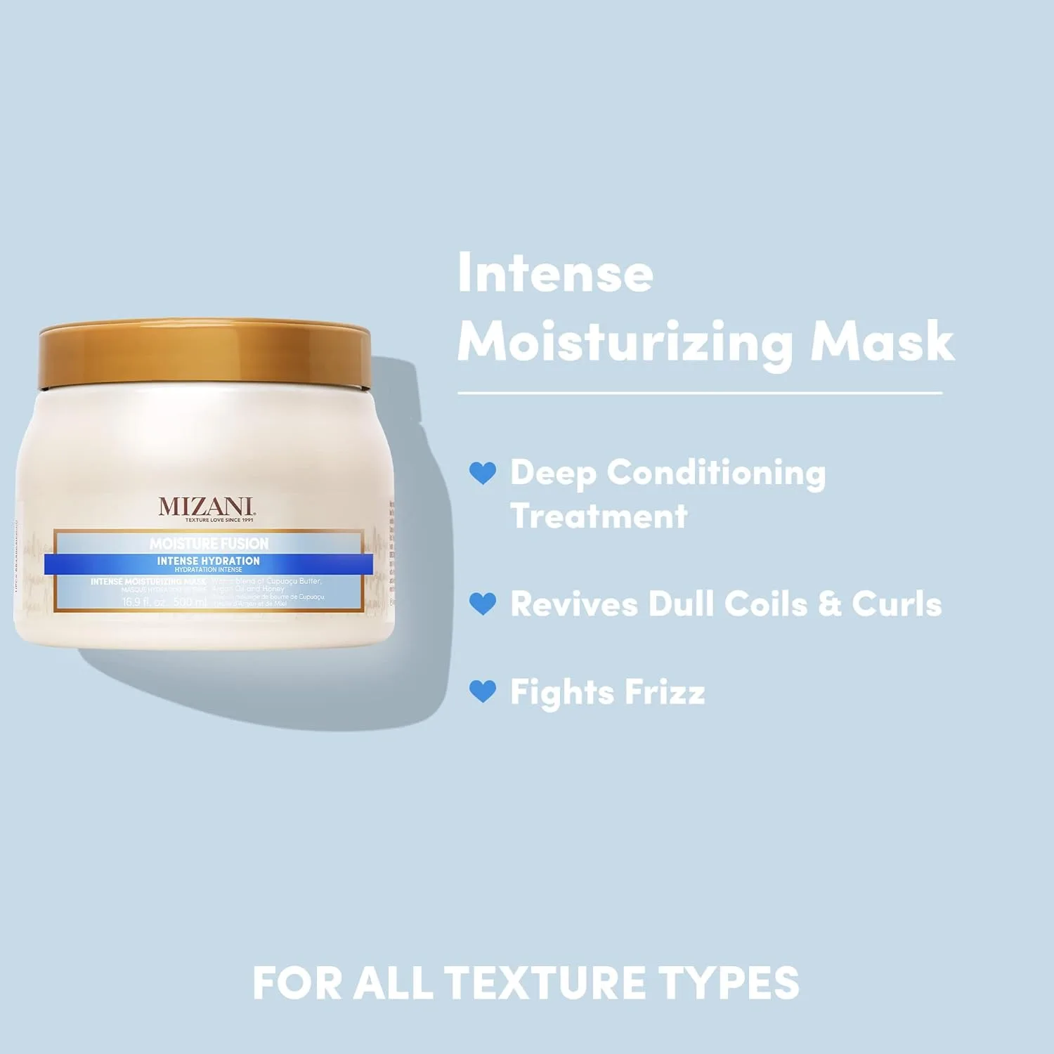 Увлажняющая маска Mizani Moisture Fusion Intense Moisturizing Mask - восстанавливает увлажнение сухих кудрей и локонов, 16,9 жидких унций (упаковка из 2 шт.) — фото 3
