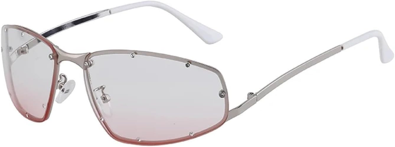 

Панк-солнцезащитные очки для женщин и мужчин, роскошные винтажные прямоугольные солнцезащитные очки в металлической оправе с защитой от УФ-излучения UV400 TOIPASTN, C5gradientpink