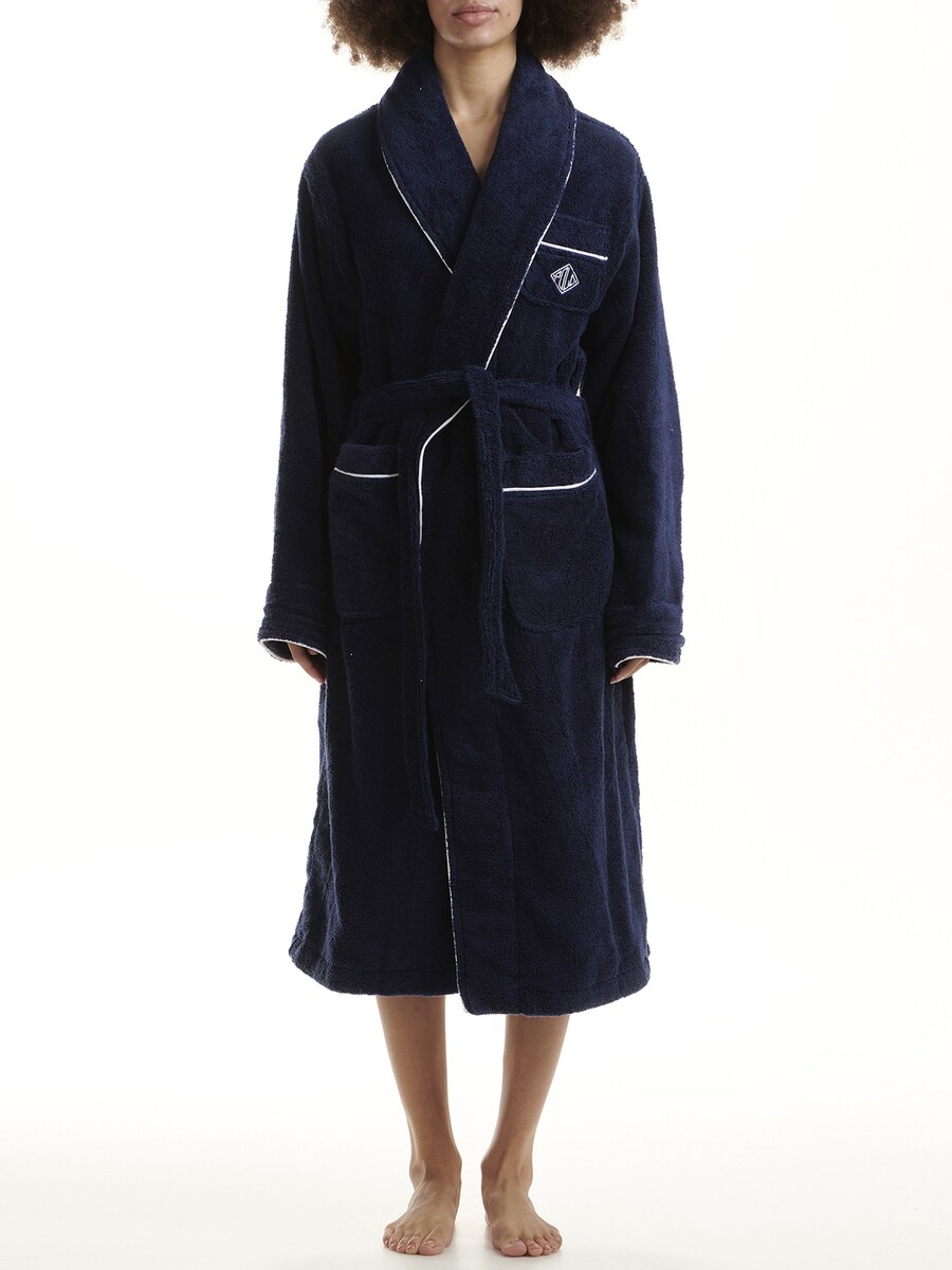 Длинный халат Polo Ralph Lauren Polo Essentials, темно-синий — фото 3