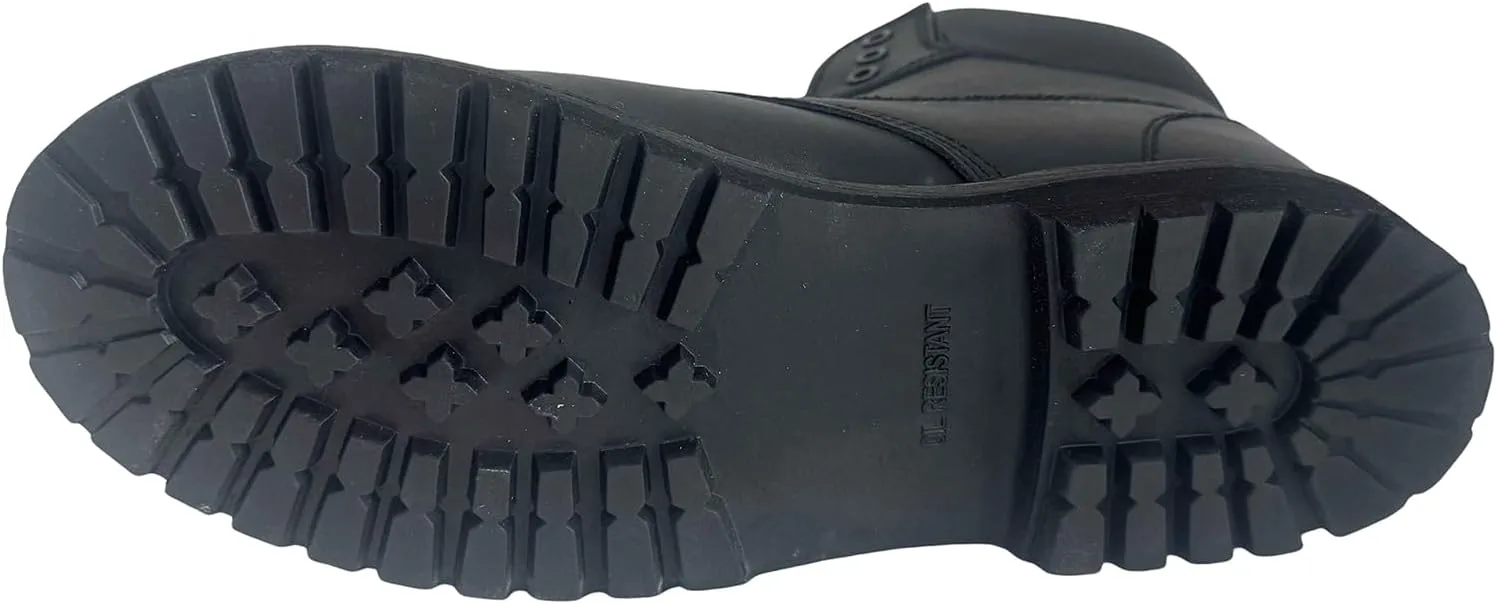 

Мужские рабочие ботинки черные кожаные 6" слипперы и маслостойкие шнурованные рабочие туфли на щиколотке Bangka, черный