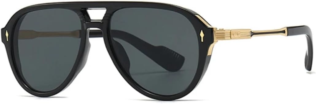 

Мужские солнцезащитные очки в стиле ретро с двойной перемычкой, модные солнцезащитные очки с защитой от УФ-излучения UV400, трендовые очки с заклепками, женские очки класса люкс VVTWSSW, Black Gray