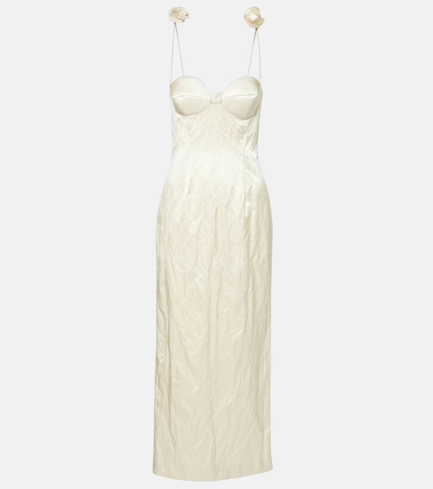 

Хлопковое платье-бюстье с цветочной аппликацией Magda Butrym, Cream