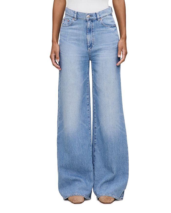 

Aura Hepburn Wide Leg High Rise Jeans in River Bank – Джинсы Aura Hepburn с широкими штанинами и высокой посадкой, цвет River Bank DL1961, синий