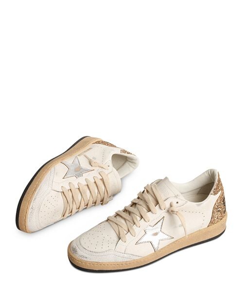 Женские низкие кеды с блестками Ball Star Golden Goose, цвет Tan/Beige — фото 2