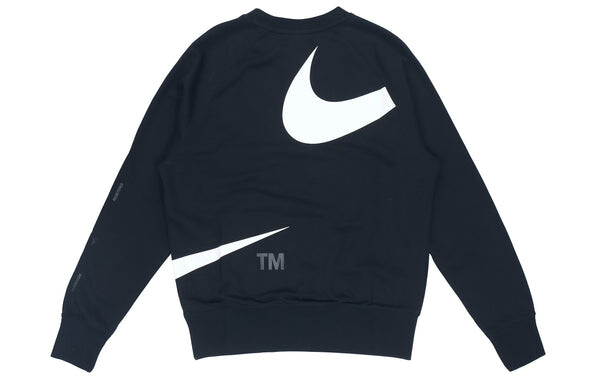 Толстовка men's swoosh ft crew large logo printing knit round neck pullover autumn black Nike, черный — фото 2