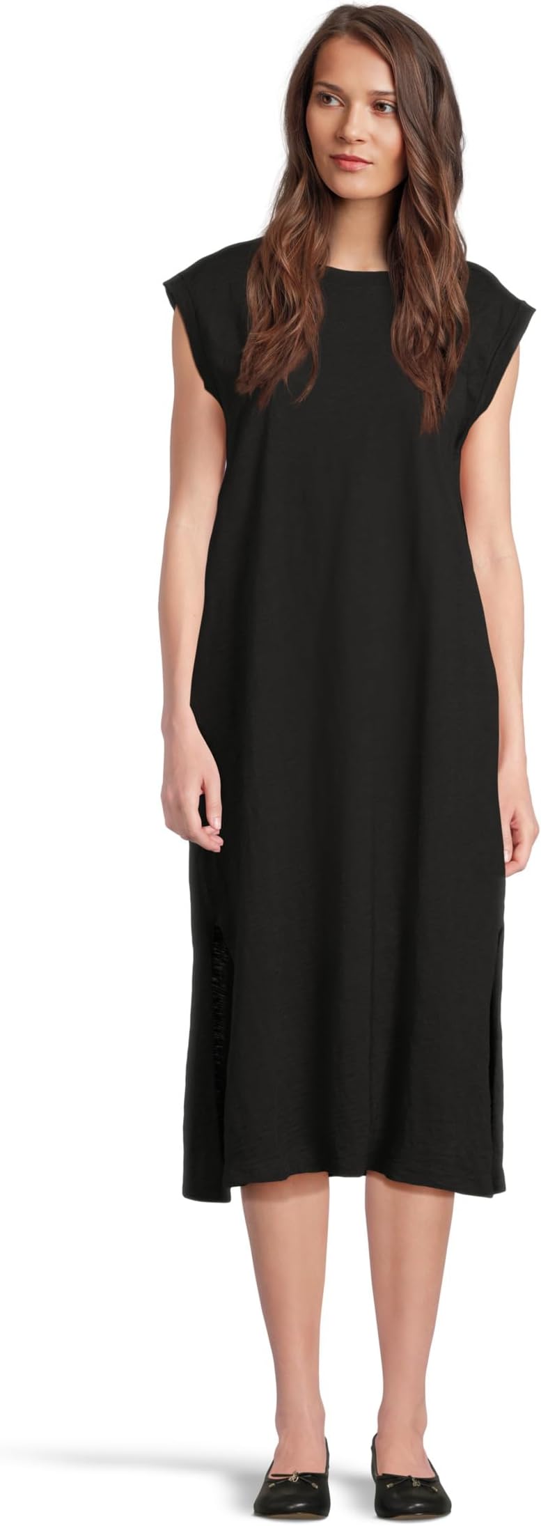 

Платье Mod-o-doc Cap Sleeve Column Dress with Side Slits, черный