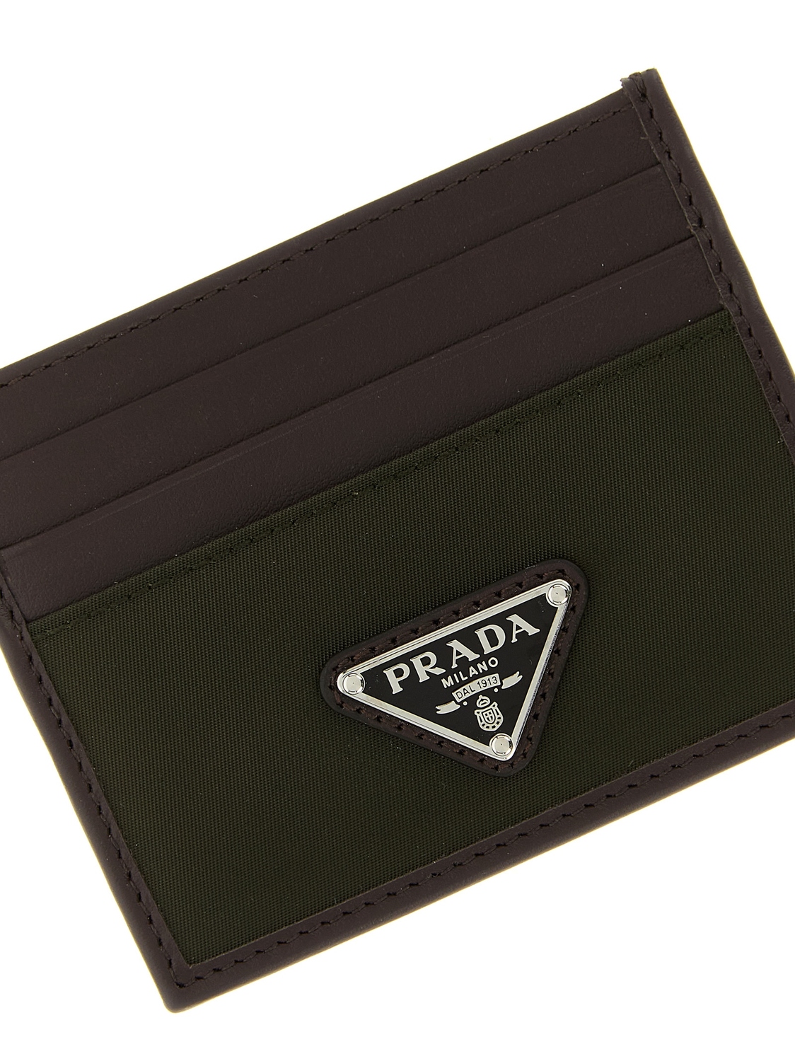 Кардхолдер из нейлона и кожи Prada, зеленый — фото 3