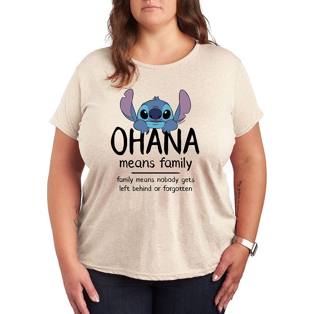 

Футболка Disney's Lilo & Stitch Plus с рисунком Ohana, бежевый