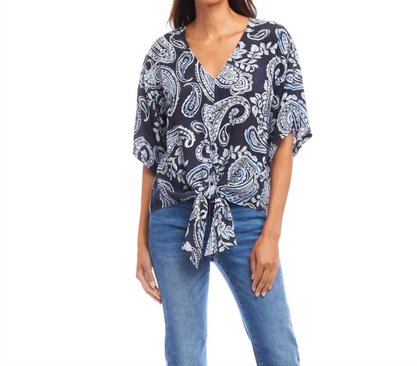 

Топ с завязками в виде пейсли Karen Kane, Paisley Print