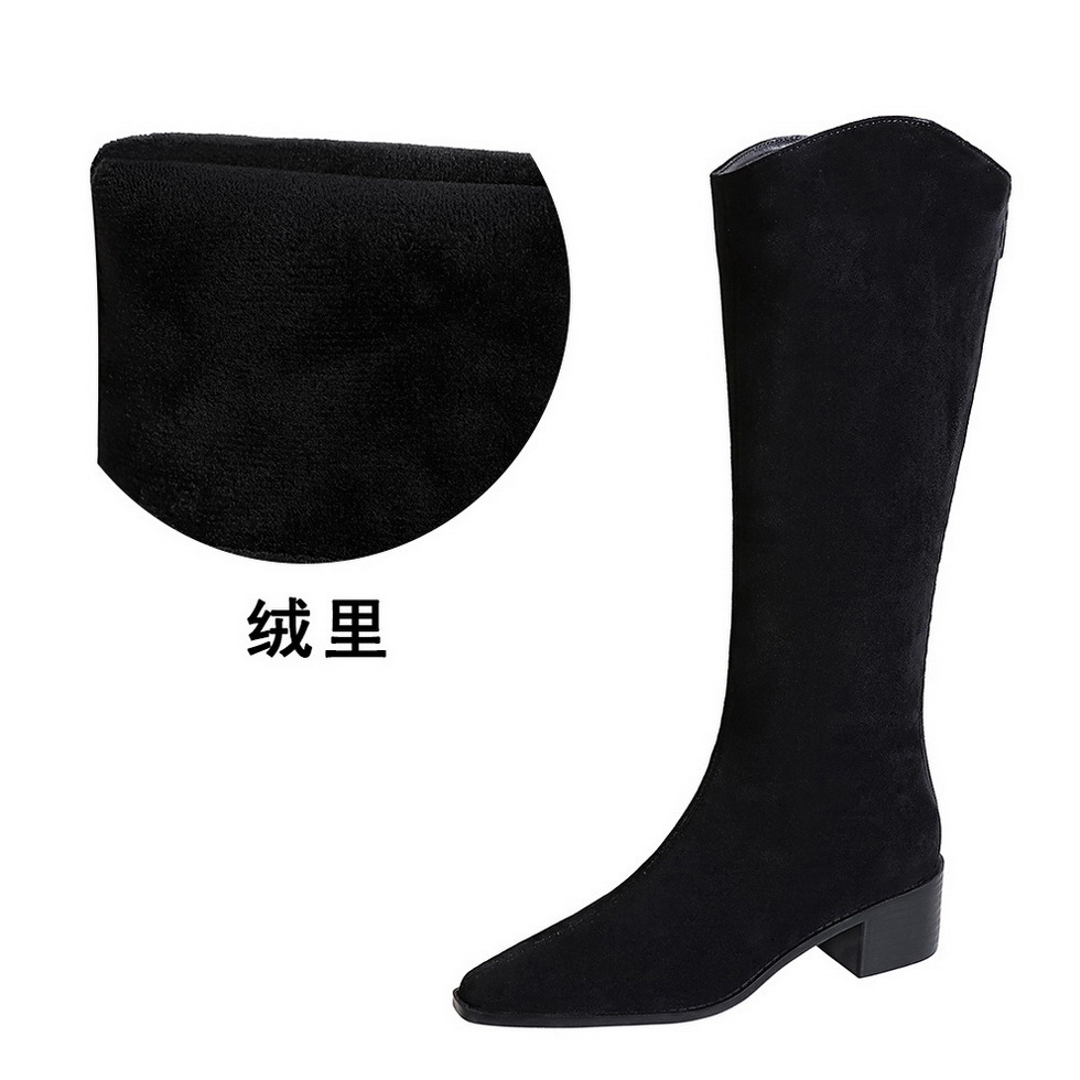 QITUMAUL Женские черные полусапожки на каблуке 4,5 см без утеплителя, цвет Black Unlined[Heel Height 4.5cm] — фото 4