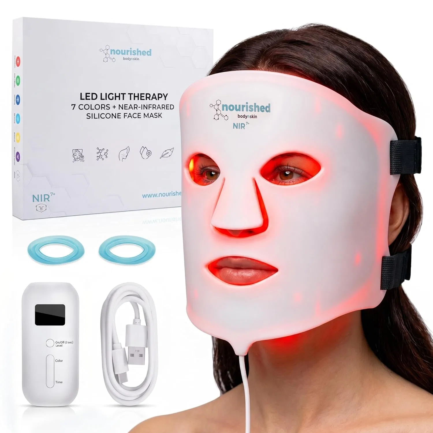 Маска для лица Nourished Bodynskin — Цветная светодиодная с ближним инфракрасным светом от