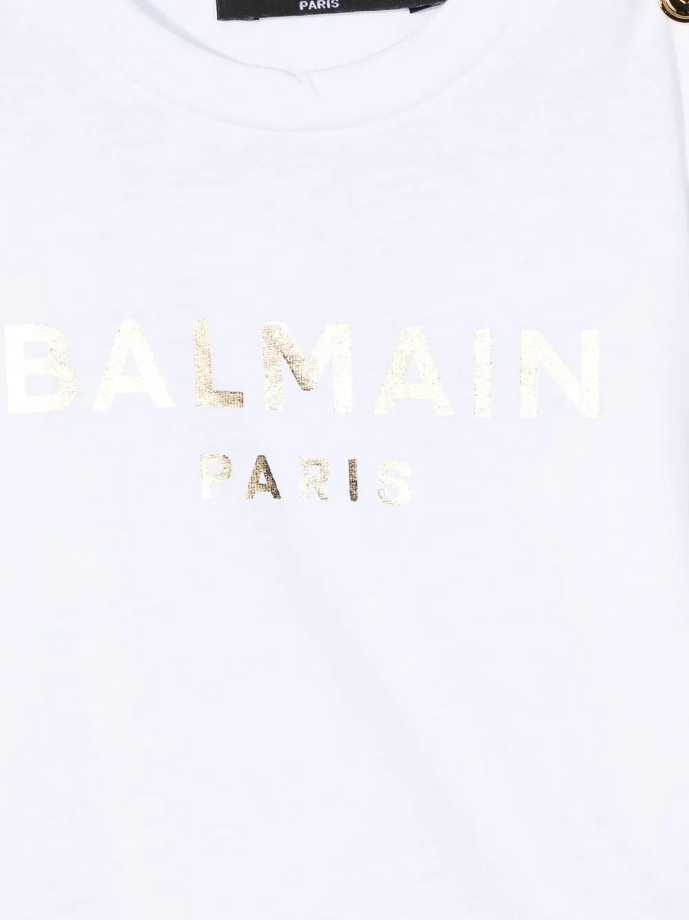 Футболка с длинными рукавами и логотипом Balmain Kids, белый — фото 3