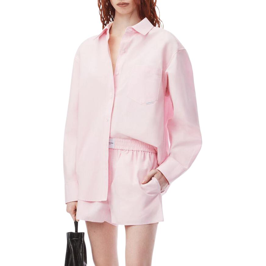 Alexander Wang Рубашка T By Boyfriend с логотипом и флажковым ярлыком, светло-розовая — фото 4