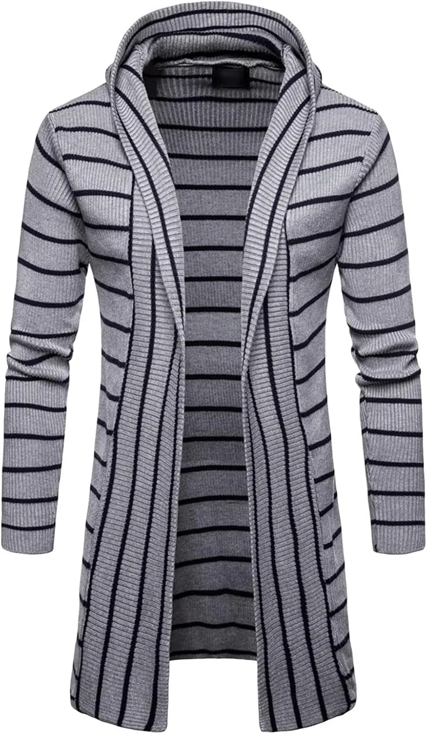 

JEsilunmaMY мужской кардиган с шалевым воротником и полосками, открытый спереди, с длинными рукавами