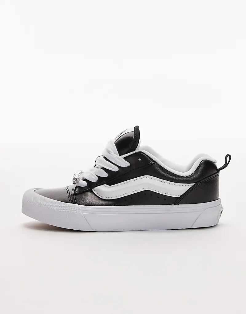 Кроссовки Vans Knu Skool с металлическими деталями из черной и белой кожи — фото 2