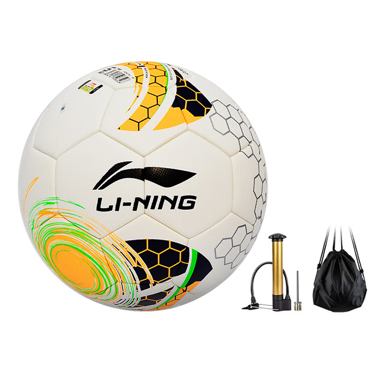 

LINING Размер 5 футбольный мяч PU бесшовный термосварка unisex белый/неоновый оранжевый