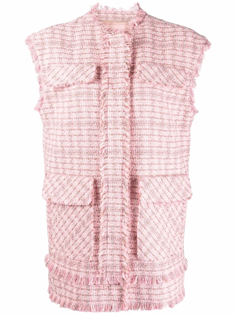 

Твидовый жилет с бахромой MSGM, розовый