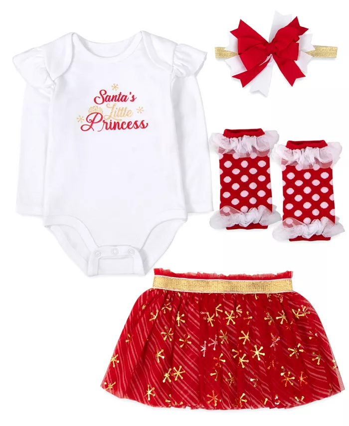 

Набор для девочек из 4 предметов "Маленькая принцесса Санты" Baby Essentials, красный