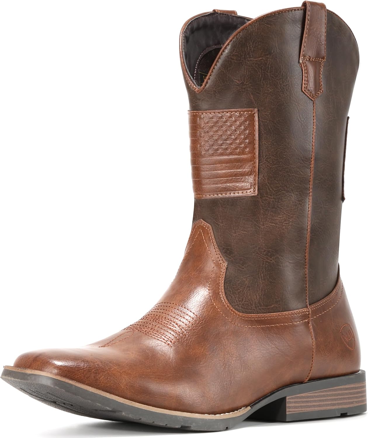 

Мужские ковбойские сапоги IUV с широким голенищем, западного стиля, с традиционным американским флагом, ретро с квадратным носком, деревенские сапоги, хаки